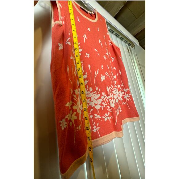 Nordstrom Coral Pink Floral Sweater Tank‎ Sleeveless Sweater Knit Set EUC - Picture 9 of 16